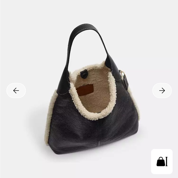 Coach Brooklyn Shoulder Bag 39 New Black/Shearling - Picture 4 of 5